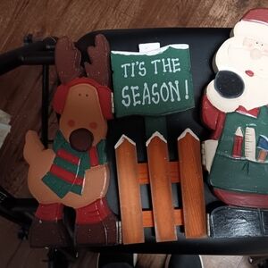 Holiday Reindeer and Santa Decor with Sign